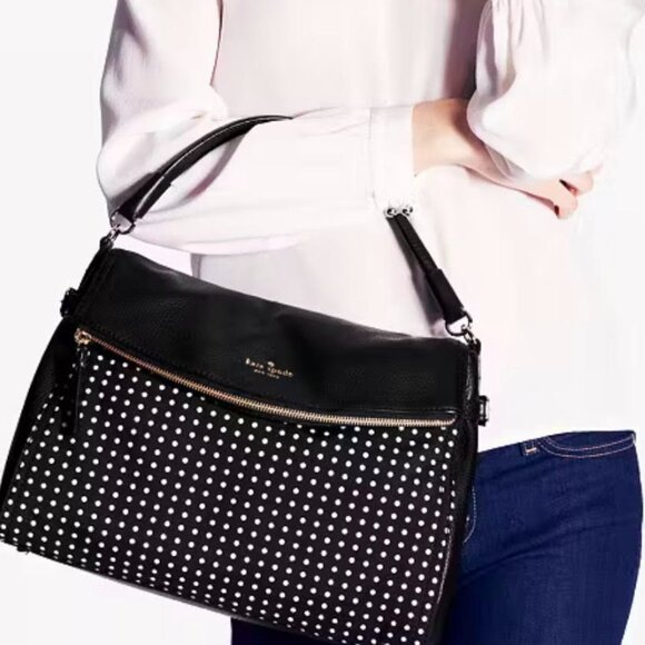Kate Spade Cobble Hill Little Minka Dot Black Leather Convertible Crossbody Bag - Picture 1 of 14